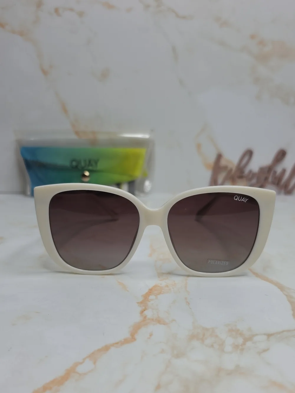 Quay Ever After Oversized White Sunglasses